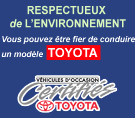 Véhicules d'occasion certifiés Toyota